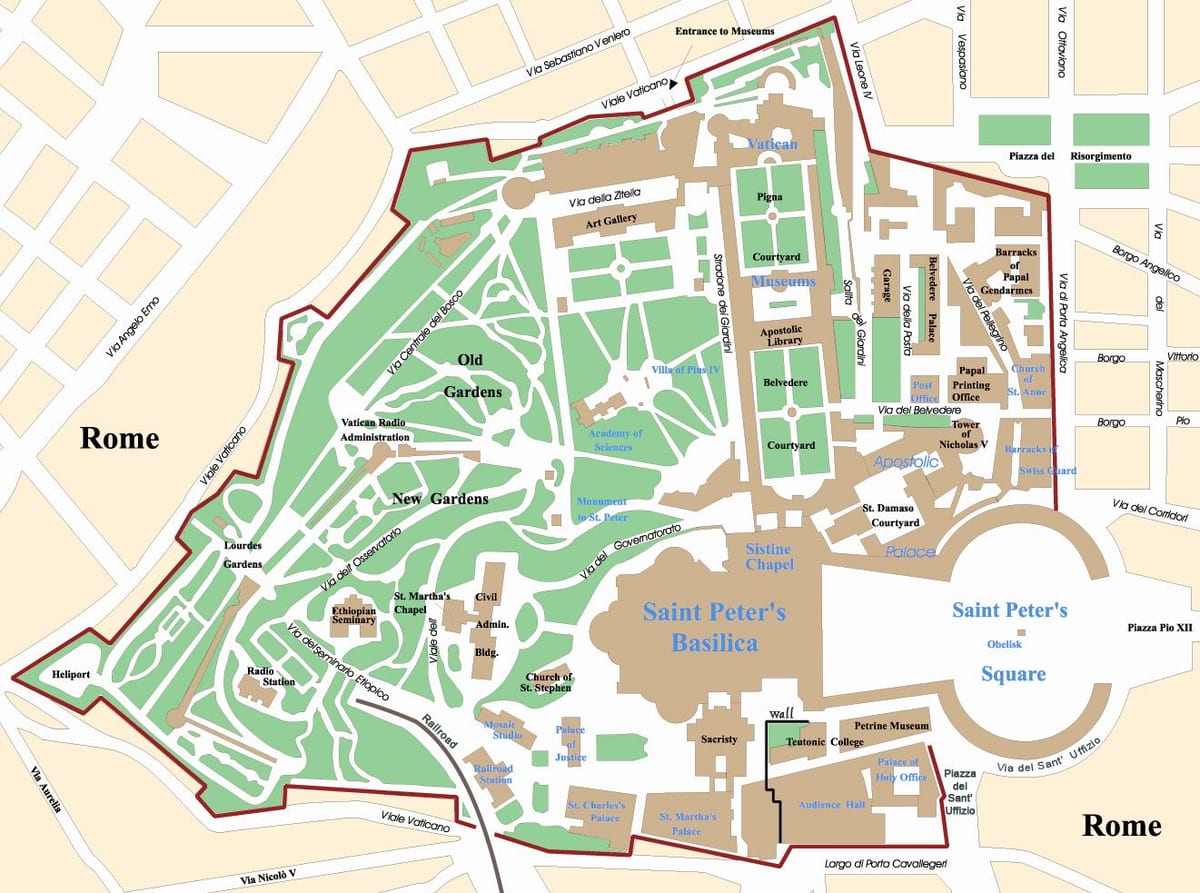 Mapa Vatikánskeho na
