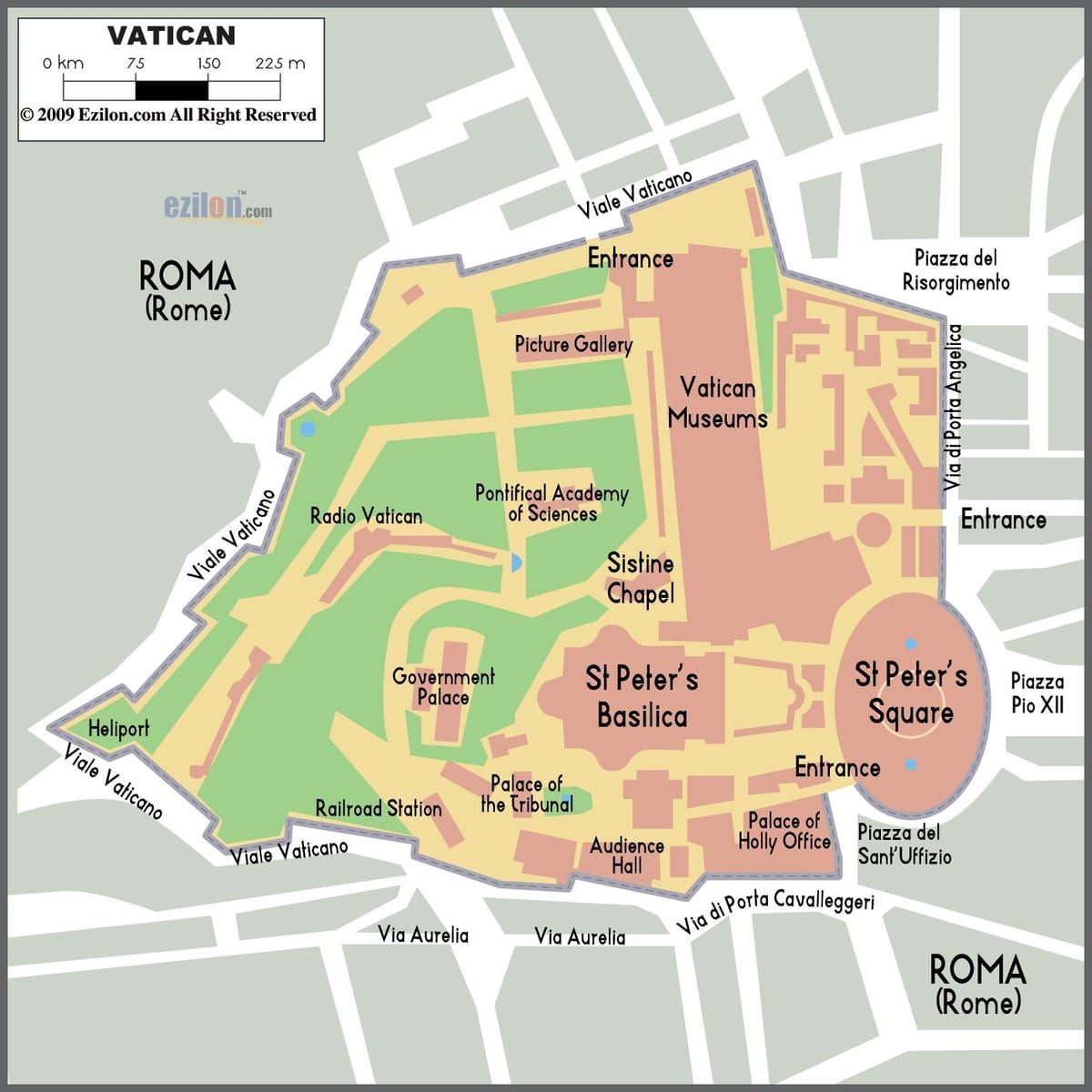 Mapa Vatikán vchod 